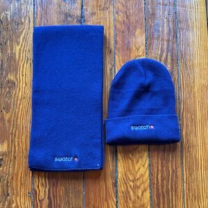 Swatch Navy Blue Hat and Scarf Set NWOT